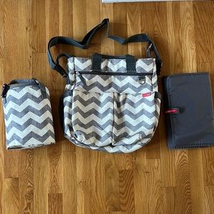 Skip hop diaper bag and matching bottle cooler